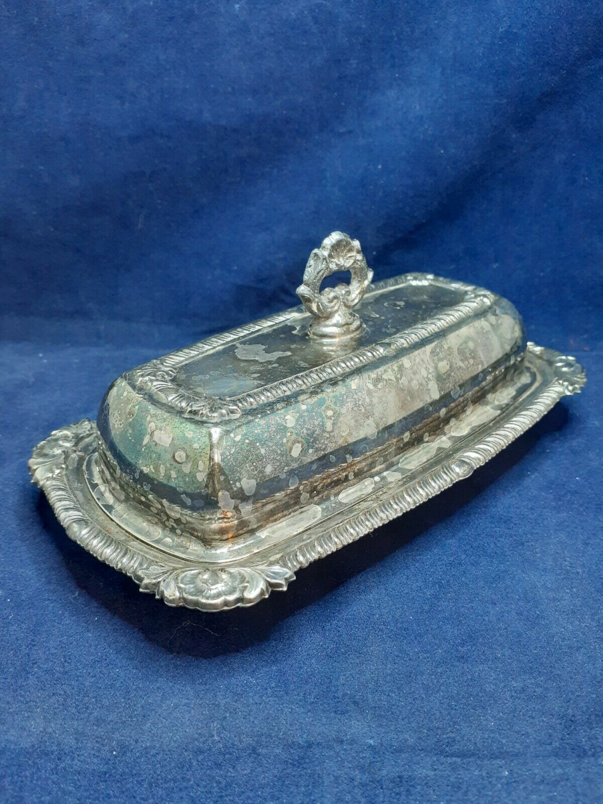 Vintage H. S. Silver On Copper Butter Dish