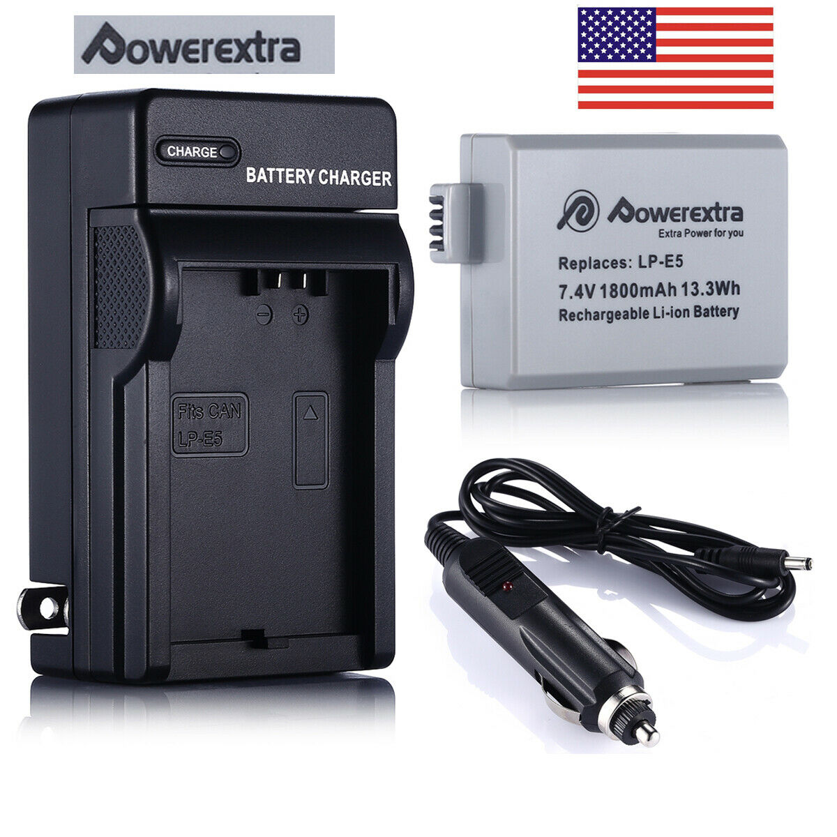 Lp-e5 Battery + Charger For Canon Rebel T1i Xs Xsi 450d 500d 1000d Kiss X3 X2 F